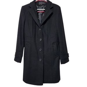 Giacca Wool Blend Coat Size Medium Black With Pockets 4 Front Buttons